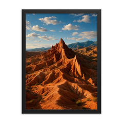 Skazka Fairy Tale Canyon Kyrgyzstan framed print on a plain backdrop in size 18"x24".