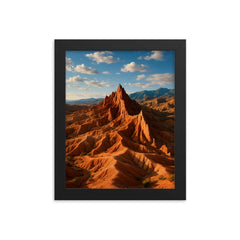 Skazka Fairy Tale Canyon Kyrgyzstan framed print on a plain backdrop in size 8"x10".