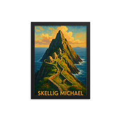 Skellig Michael Ireland framed print on a plain backdrop in size 12"x16".