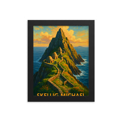 Skellig Michael Ireland framed print on a plain backdrop in size 8"x10".