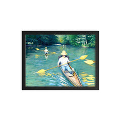Skiffs by Gustave Caillebotte framed print on a plain backdrop in size 12"x16".