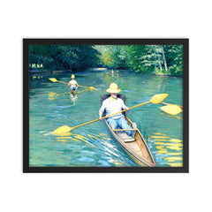 Skiffs by Gustave Caillebotte framed print on a plain backdrop in size 16"x20".