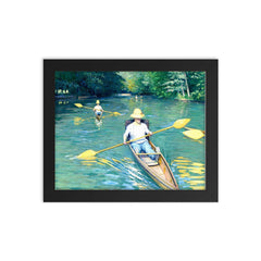 Skiffs by Gustave Caillebotte framed print on a plain backdrop in size 8"x10".