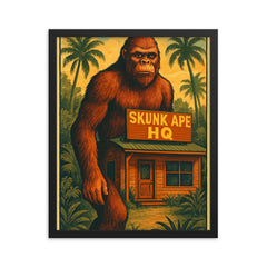 Skunk Ape HQ Ochopee Florida USA framed print on a plain backdrop in size 16"x20".