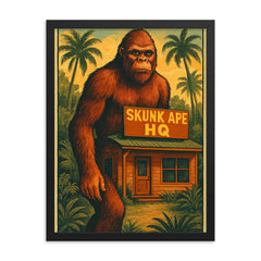 Skunk Ape HQ Ochopee Florida USA framed print on a plain backdrop in size 18"x24".