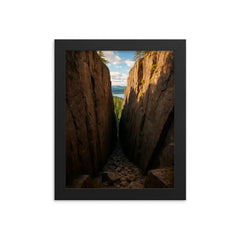 Slattdalsskrevan Crevasse Skuleskogen Sweden framed print on a plain backdrop in size 8"x10".