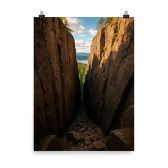 Slattdalsskrevan Crevasse Skuleskogen Sweden poster on a plain backdrop in size 8"x10".
