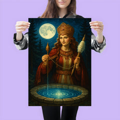 Slavic goddess Mokosh with spindle and moonwell poster 3