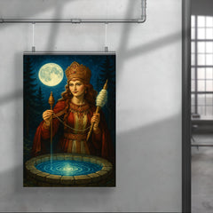 Slavic goddess Mokosh with spindle and moonwell poster 4