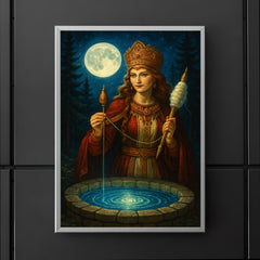 Slavic goddess Mokosh with spindle and moonwell poster 5