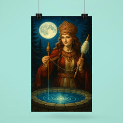 Slavic goddess Mokosh with spindle and moonwell poster 6