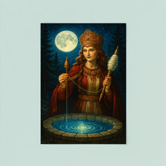 Slavic goddess Mokosh with spindle and moonwell poster 8