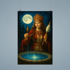 Slavic goddess Mokosh with spindle and moonwell poster 9