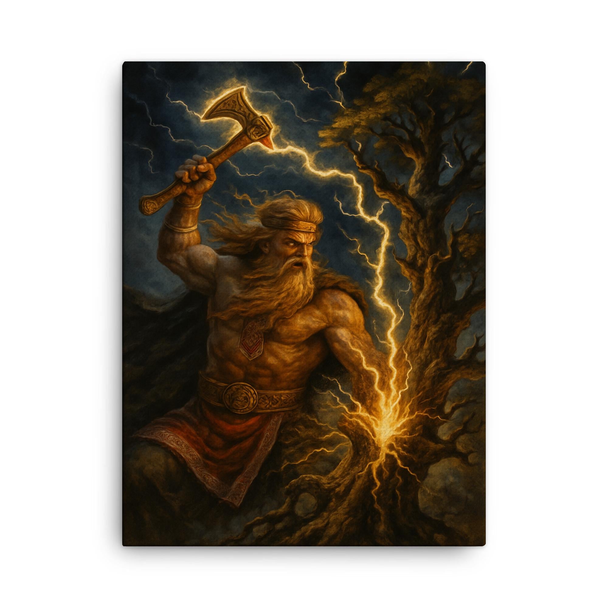 Slavic Perun Canvas Print Wall Art – Mythic Thunder God Lightning Axe ...