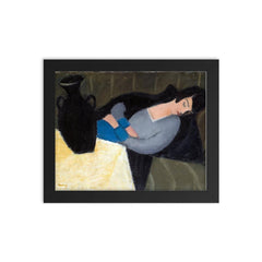 Sleeping Lady With Black Vase by Robert Bereny - Lost Painting framed print on a plain backdrop in size 8"x10".