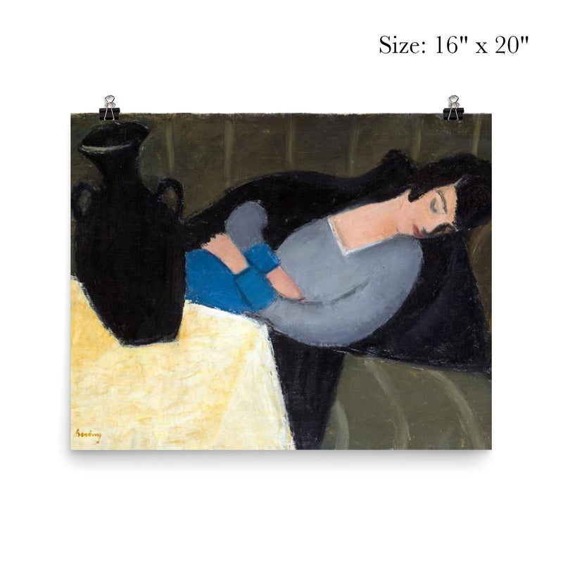 Sleeping Lady With Black Vase by Robert Bereny - Lost Painting poster 2