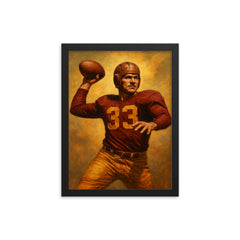 Slingin' Sammy Baugh framed print on a plain backdrop in size 12"x16".