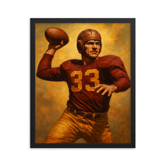 Slingin' Sammy Baugh framed print on a plain backdrop in size 16"x20".