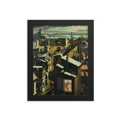 Small German Town at Night by Georg Scholz, 1923 framed print on a plain backdrop in size 8"x10".