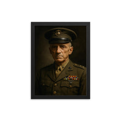 Smedley Butler portrait framed print on a plain backdrop in size 12"x16".