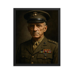 Smedley Butler portrait framed print on a plain backdrop in size 16"x20".