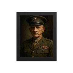 Smedley Butler portrait framed print on a plain backdrop in size 8"x10".