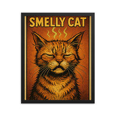 Smelly cat framed print on a plain backdrop in size 16"x20".