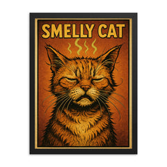 Smelly cat framed print on a plain backdrop in size 18"x24".