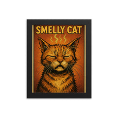 Smelly cat framed print on a plain backdrop in size 8"x10".