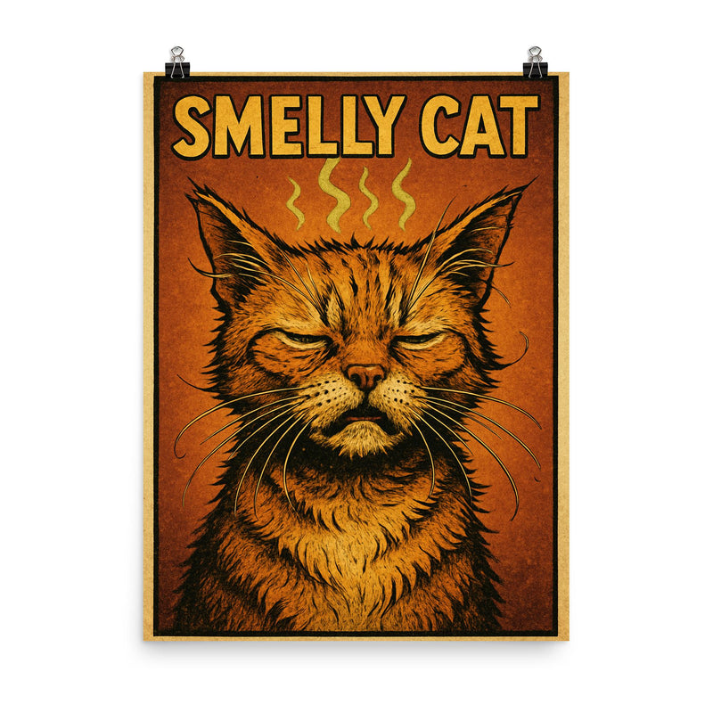 Smelly cat poster on a plain backdrop in size 8