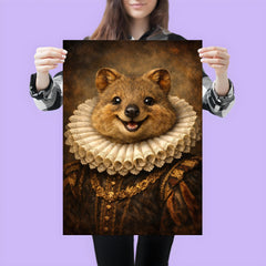 Smiling quokka in Elizabethan ruff portrait poster 3