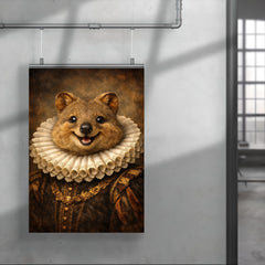 Smiling quokka in Elizabethan ruff portrait poster 4