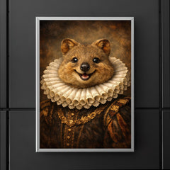 Smiling quokka in Elizabethan ruff portrait poster 5