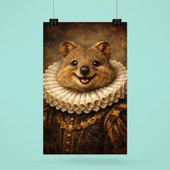 Smiling quokka in Elizabethan ruff portrait poster 6