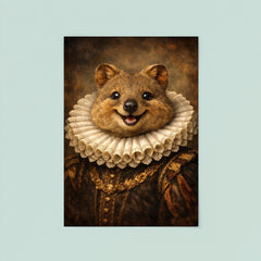 Smiling quokka in Elizabethan ruff portrait poster 8