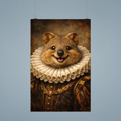Smiling quokka in Elizabethan ruff portrait poster 9