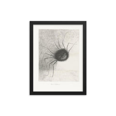Smiling Spider by Odilon Redon, 1887 framed print on a plain backdrop in size 12"x16".
