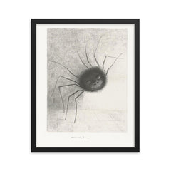 Smiling Spider by Odilon Redon, 1887 framed print on a plain backdrop in size 16"x20".