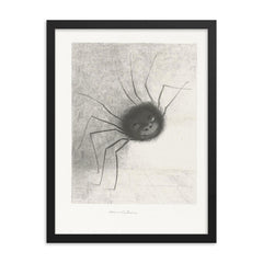 Smiling Spider by Odilon Redon, 1887 framed print on a plain backdrop in size 18"x24".