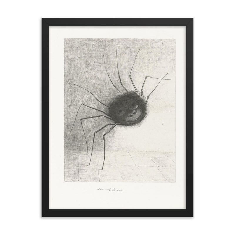 Smiling Spider by Odilon Redon, 1887 framed print on a plain backdrop in size 18