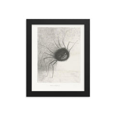 Smiling Spider by Odilon Redon, 1887 framed print on a plain backdrop in size 8"x10".