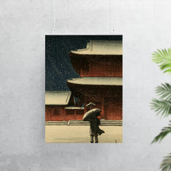 Snow at Zojo-ji Temple by Kawase Hasui poster 7