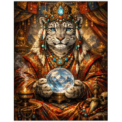 Snow leopard oracle in Tibetan brocade jigsaw puzzle