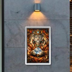 Snow leopard oracle in Tibetan brocade poster 2