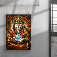 Snow leopard oracle in Tibetan brocade poster 4