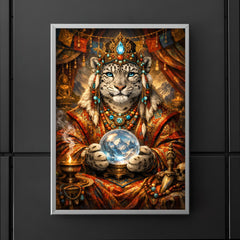 Snow leopard oracle in Tibetan brocade poster 5