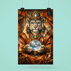 Snow leopard oracle in Tibetan brocade poster 6