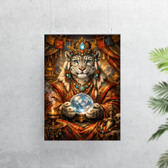 Snow leopard oracle in Tibetan brocade poster 7