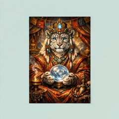 Snow leopard oracle in Tibetan brocade poster 8