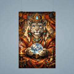 Snow leopard oracle in Tibetan brocade poster 9